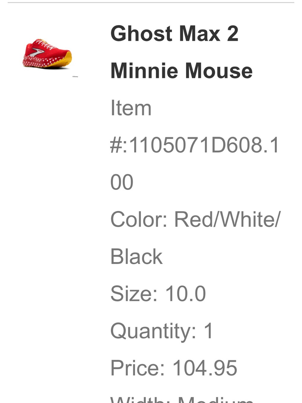 NIB Brooks Ghost Max 2
Minnie Mouse Red and White
Men's Athletic Shoe men's 10 - Picture 10 of 10